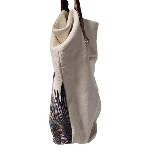 Elliott Lucca Handpainted Intreccio Peacock Leather Tote Bag - Picture 4 of 13